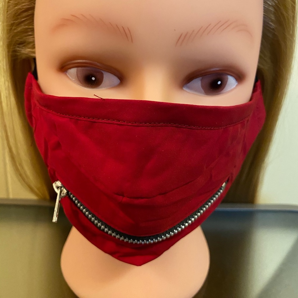 (UNISEX) Red Zipper Face Mask